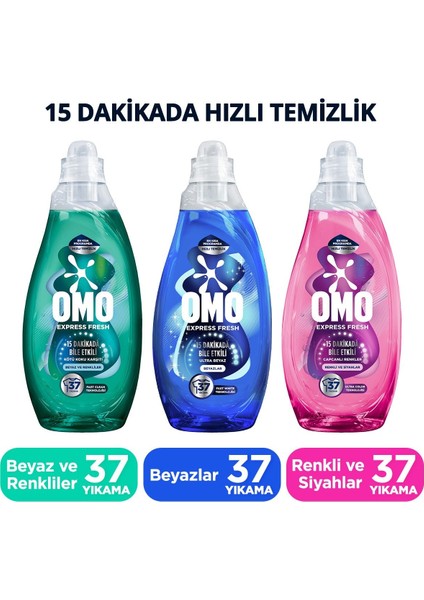 Express Fresh Sıvı Deterjan 1480 ml Ultra Beyaz X1 Renkli ve Siyahlar X1 Kötü Koku Karşıtı X1