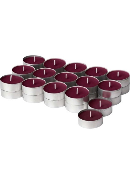 Kokulu Tealight Mum Kırmızı, 3,5 Saat, Yabani Meyve Aroması