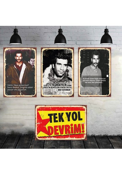 Renkli 4'lü Ahşap Tablo Seti, 20X30 Cm, Retro Tarz, Şık ve Canlı Dekor Parçası