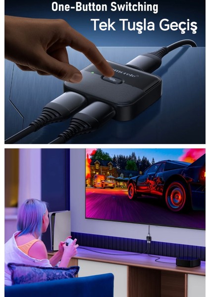 4K HDMI Splitter Anahtarı 2'si 1 Arada 4K 60Hz HDMI uyumlu 2.0 Hub Switcher CE Lisanslı Orjinal PC Dizüstü HDTV Xbox PS4 PS5 TV Macbook