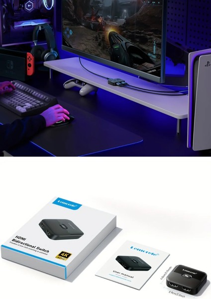 4K HDMI Splitter Anahtarı 2'si 1 Arada 4K 60Hz HDMI uyumlu 2.0 Hub Switcher CE Lisanslı Orjinal PC Dizüstü HDTV Xbox PS4 PS5 TV Macbook