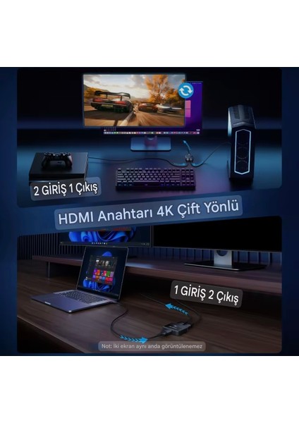 4K HDMI Splitter Anahtarı 2'si 1 Arada 4K 60Hz HDMI uyumlu 2.0 Hub Switcher CE Lisanslı Orjinal PC Dizüstü HDTV Xbox PS4 PS5 TV Macbook