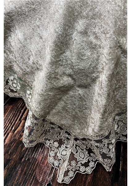 Kadife Fiskos Örtüsü, Güpürlü, Kahverengi, Şık ve Zarif Tasarım modelleri