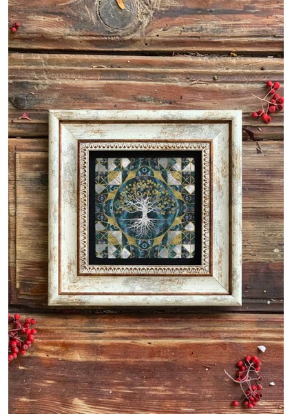 Turuncu Taş Çerçeveli Duvar Tablosu 20X20 Cm, Şık ve Modern Tasarım