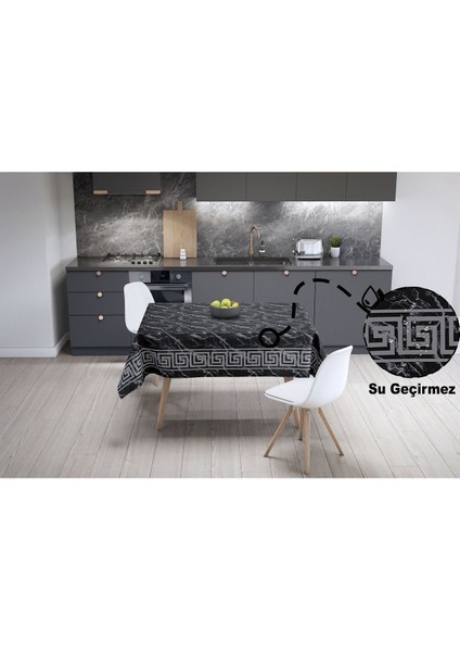 Yıkanabilir ve Silinebilir Siyah Masa Örtüsü, Leke Tutmaz, Kumaş Görünüm fiyatları