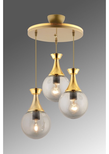 Şık Gri 3'lü Gold Glop Camlı Aydınlatma Takımı fiyatları