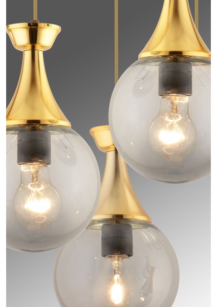 Şık Gri 3'lü Gold Glop Camlı Aydınlatma Takımı indirimleri