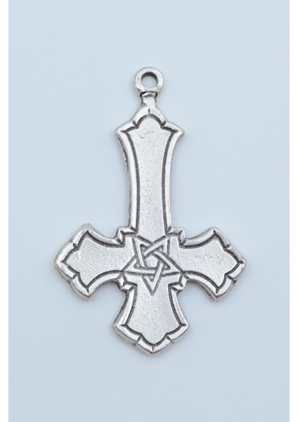 Ters Haç - Davut Yıldızı Gümüş Kaplama Kolye Ucu