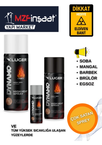 Kluger Siyah 700 °c Isıya Dayanıklı Boya(Soba Boyası,mangal , Boyası, Barbekü Boyası,kalerüfer Boyası)