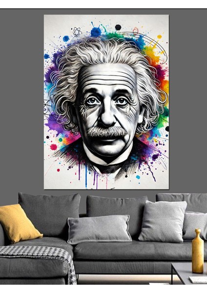 Renkli Soyut Einstein Dekoratif Kanvas ve Ahşap Tablo, Şık ve Modern Tasarım fiyatları
