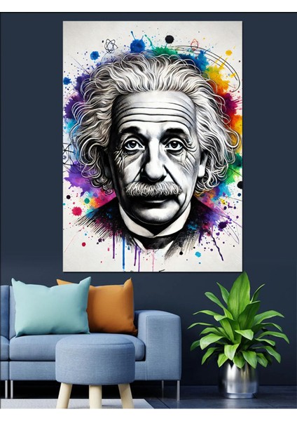 Renkli Soyut Einstein Dekoratif Kanvas ve Ahşap Tablo, Şık ve Modern Tasarım fırsatları