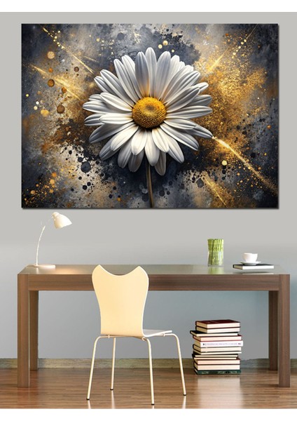 Beyaz Papatya Dekoratif Kanvas ve Mdf Ahşap Tablo, Şık ve Renkli Ev Dekorasyonu. fiyatları