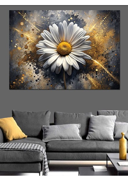 Beyaz Papatya Dekoratif Kanvas ve Mdf Ahşap Tablo, Şık ve Renkli Ev Dekorasyonu. modelleri