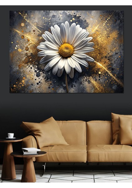 Beyaz Papatya Dekoratif Kanvas ve Mdf Ahşap Tablo, Şık ve Renkli Ev Dekorasyonu. fırsatları