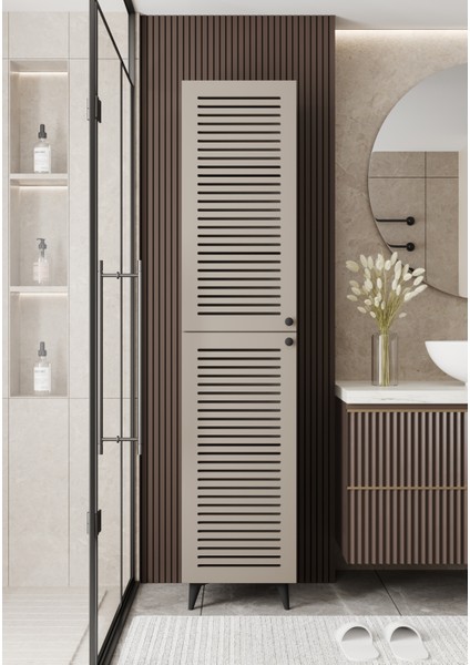 Lidya Panjur Kapaklı Mdf Banyo Dolabı- Kiler Dolabı- Mutfak Dolabı - Çok Amaçlı Saklama Dolabı