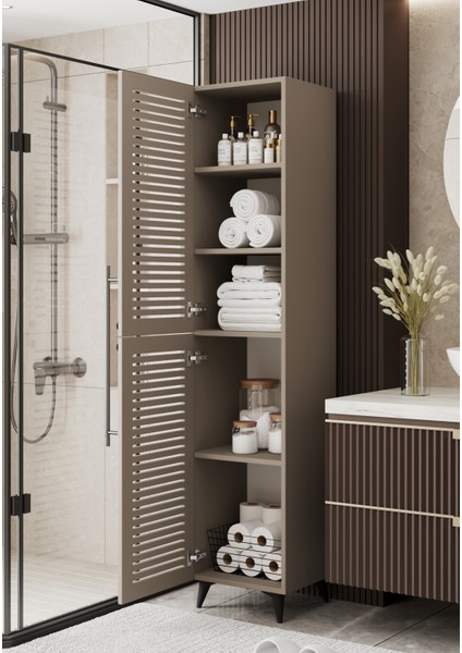 Lidya Panjur Kapaklı Mdf Banyo Dolabı- Kiler Dolabı- Mutfak Dolabı - Çok Amaçlı Saklama Dolabı fiyatları