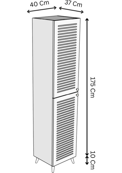 Lidya Panjur Kapaklı Mdf Banyo Dolabı- Kiler Dolabı- Mutfak Dolabı - Çok Amaçlı Saklama Dolabı
