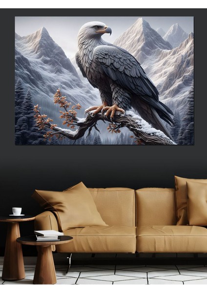 Renkli Daldaki Kartal Dekoratif Kanvas ve Ahşap Tablo, Şıklık ve Canlılık Katıyor modelleri