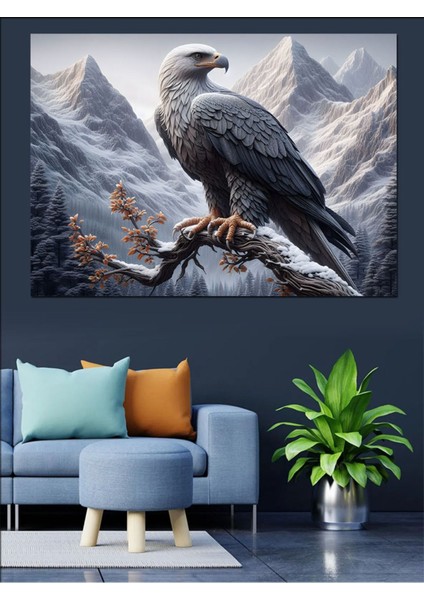 Renkli Daldaki Kartal Dekoratif Kanvas ve Ahşap Tablo, Şıklık ve Canlılık Katıyor fırsatları