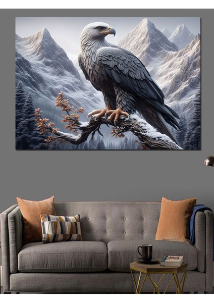Renkli Daldaki Kartal Dekoratif Kanvas ve Ahşap Tablo, Şıklık ve Canlılık Katıyor indirimleri