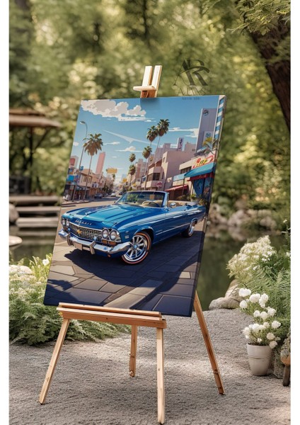 Çok Renkli Klasik Araba Temalı Kanvas Tablo, Şık ve Modern Dekorasyon Parçası fiyatları