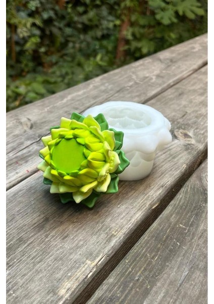 Beyaz Lotus Çiçek Silikon Mum Kalıbı, 8 Parçalık Set