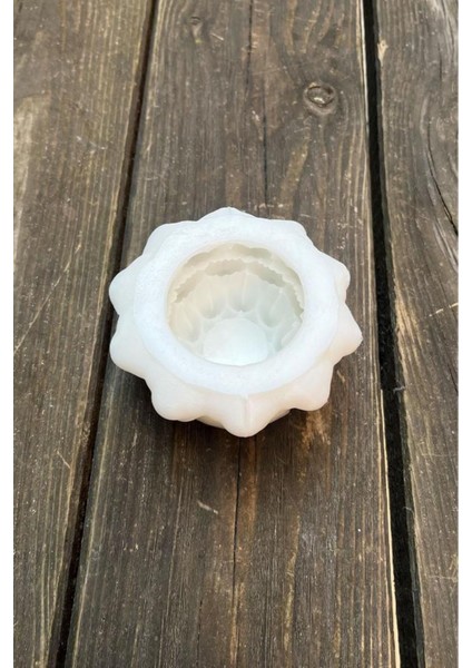 Beyaz Lotus Çiçek Silikon Mum Kalıbı, 8 Parçalık Set