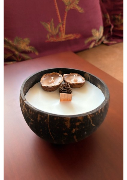 Vanilya ve Coconut Kokulu Doğal Soya Wax Mum, 400G, Beyaz Renk