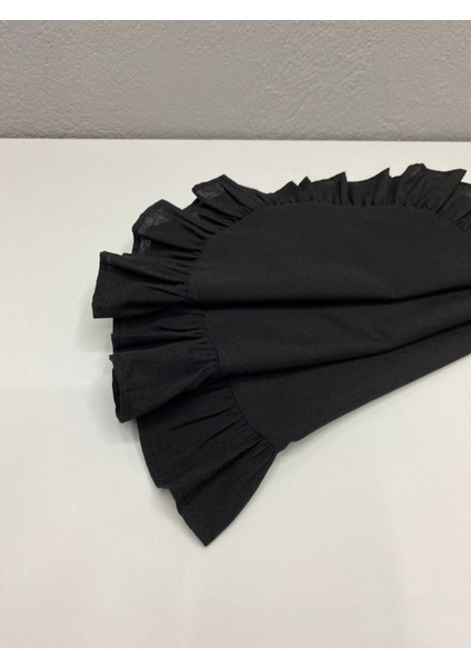 Fırfırlı 4'lü Amerikan Servisi, 40CM, Pamuk Polyester, Siyah Renk. fiyatları