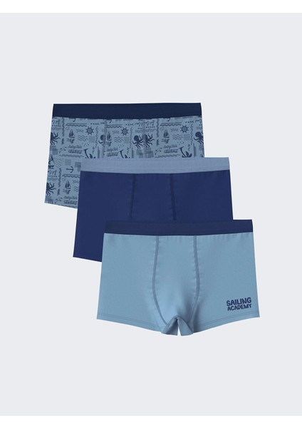 Lcw Kids Mavi Baskılı Erkek Çocuk Boxer 3'lü