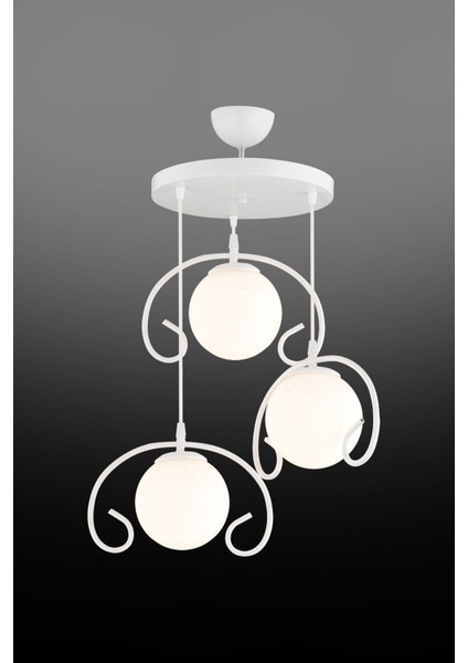 Şık Beyaz 3'lü Camlı Sarkıt Tepsi, Lüks Avize Aydınlatma fiyatları