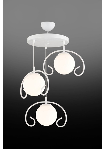 Şık Beyaz 3'lü Camlı Sarkıt Tepsi, Lüks Avize Aydınlatma modelleri