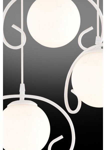 Şık Beyaz 3'lü Camlı Sarkıt Tepsi, Lüks Avize Aydınlatma