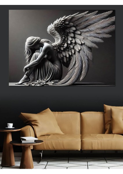 Renkli Melek Heykeli Dekoratif Kanvas ve Ahşap Tablo Seti indirimleri