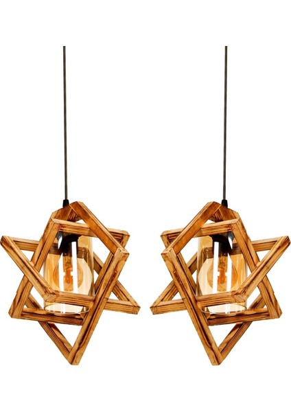 Bej Country Gezegen Tekli Ahşap Sarkıt Avize, Şık ve Doğal Tasarım ile Evinizi Güzelleştirir.