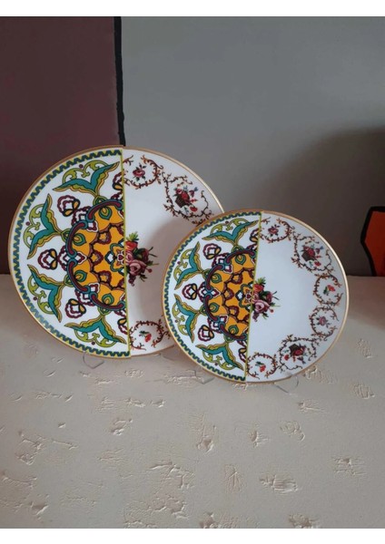 12 Parça 6 Kişilik Porselen Pasta ve Servis Tabağı Seti Vrd Serisi