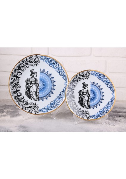 12 Parça 6 Kişilik Porselen Pasta ve Servis Tabağı Seti Art Serisi