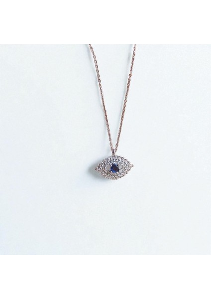 Göz Motifli Taşlı Kadın Kolye – Gümüş Renk – Zarif Tasarım