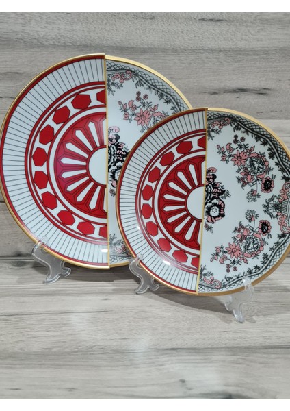 12 Parça 6 Kişilik Porselen Pasta ve Servis Tabağı Seti Apl Serisi