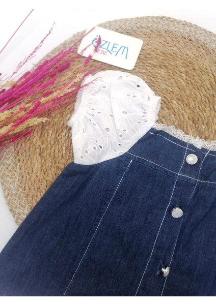Güpür Karpuz Kollu Denim Elbise Denim - 4 Yaş fiyatları