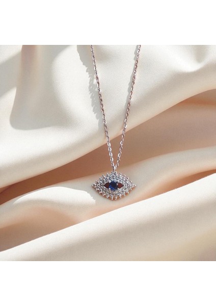 Göz Motifli Taşlı Kadın Kolye – Gümüş Renk – Zarif Tasarım fırsatları