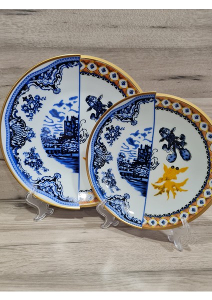 12 Parça 6 Kişilik Porselen Pasta ve Servis Tabağı Seti Hyb 1 Serisi