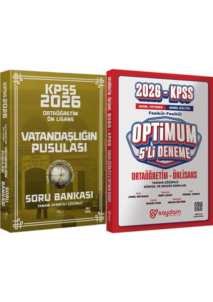2026 Kpss Ortaöğretim Ön Lisans Vatandaşlığın Pusulası Soru Bankası - Optimum 5 Deneme