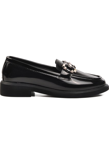 Siyah Rugan Kadın Günlük Loafer Ayakkabı