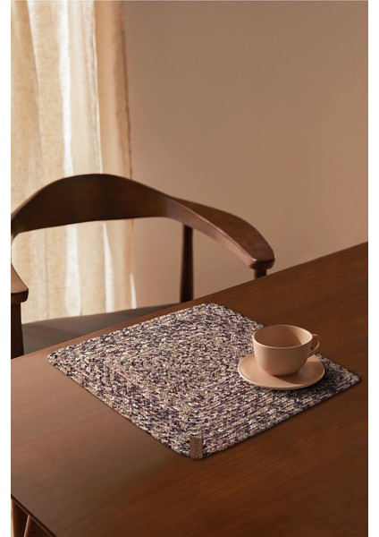 El Yapımı Örgü Mor Kare Supla, 32X32, Şık ve Doğal Ev Dekoru Için Ideal