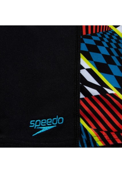 Digi Allover Panel Jam-Mer Erkek Çocuk Yüzücü Mayosu Siyah fırsatları