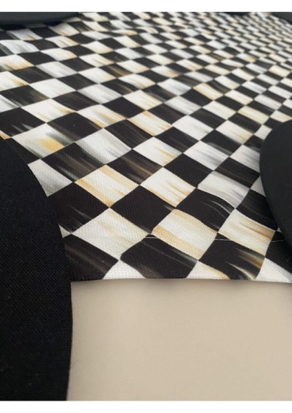 Dama Desenli Runner ve Supla Seti, Siyah, Şık ve Modern Tasarım modelleri