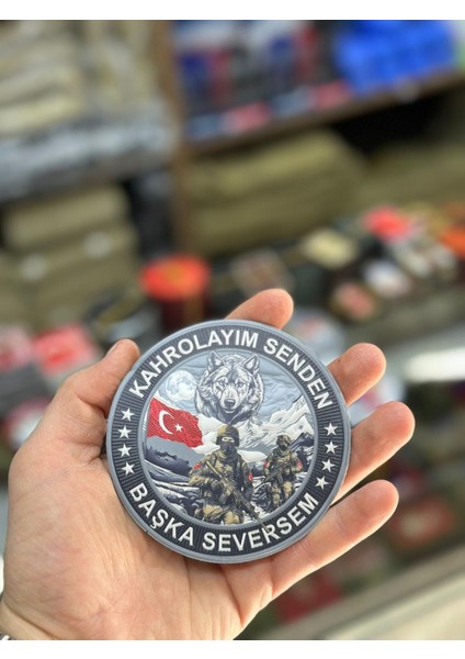 "kahrolayım Senden Başka Seversem" Yazılı Bozkurt ve Türk Askeri Temalı 3D Lazer Kesim Arkası Cırtlı. Patch (Peç) fiyatları