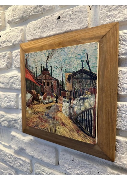 Masif Çerçeveli Doğal Taş Mermer Tablo Pano 26X26 cm Kahverengi modelleri