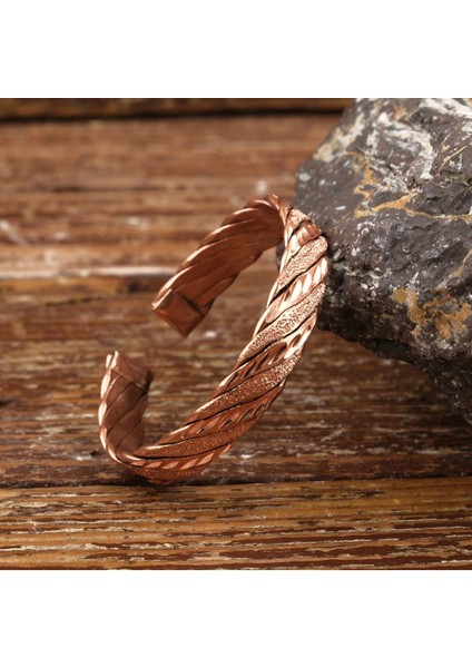 El Yapımı Motifli Saf Bakır Unisex Bileklik SPF-B-005